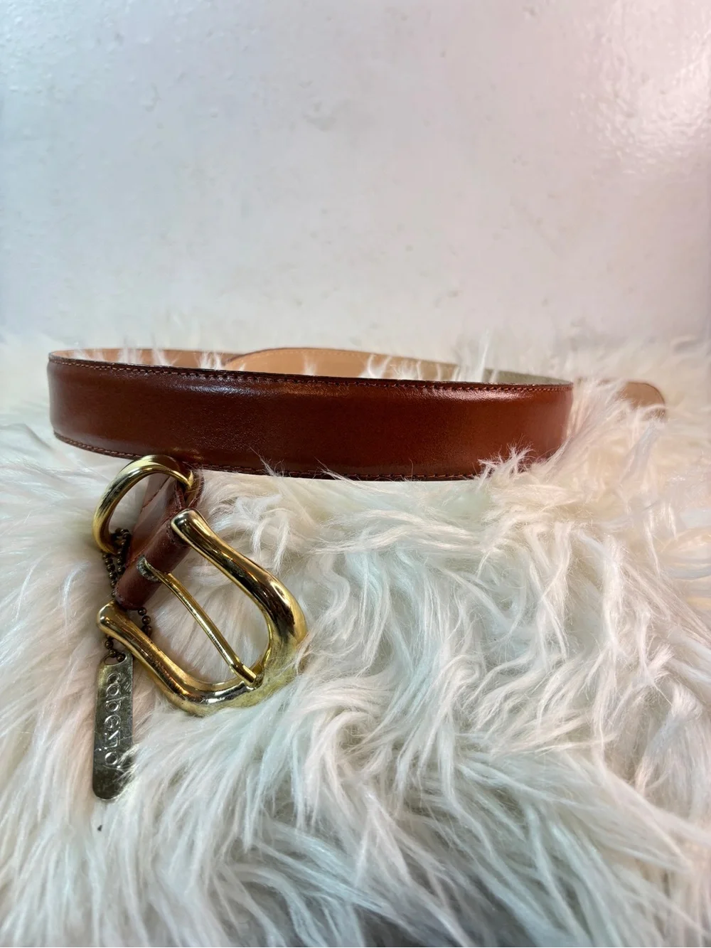 Capezio Tan Leather Belt with Gold Buckle